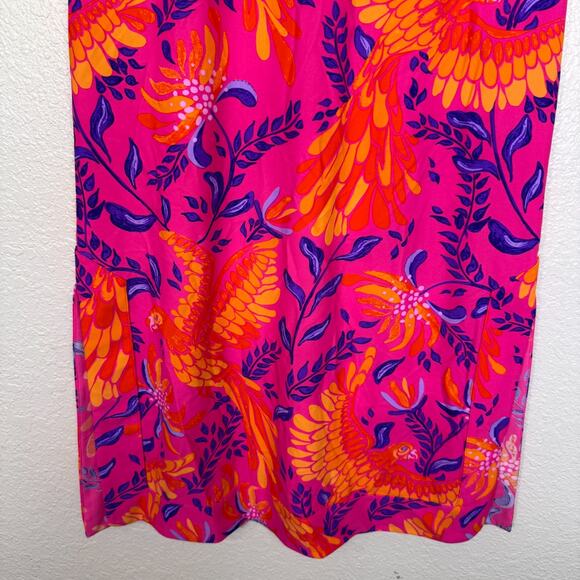 Jude Connally Dress Womens Small Floral Bird Print Midi Jude Cloth Resort Artsy - Picture 5 of 11